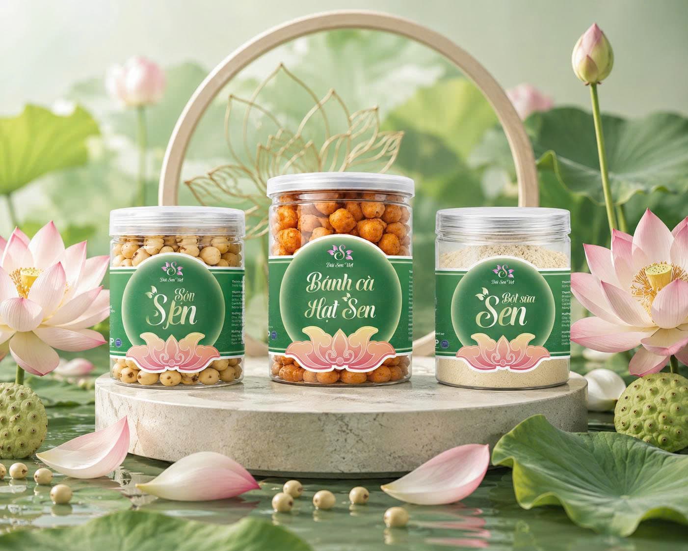 Combo 2: Bột Sữa Sen + Hạt Sen Sấy + Bánh Cà Hạt Sen